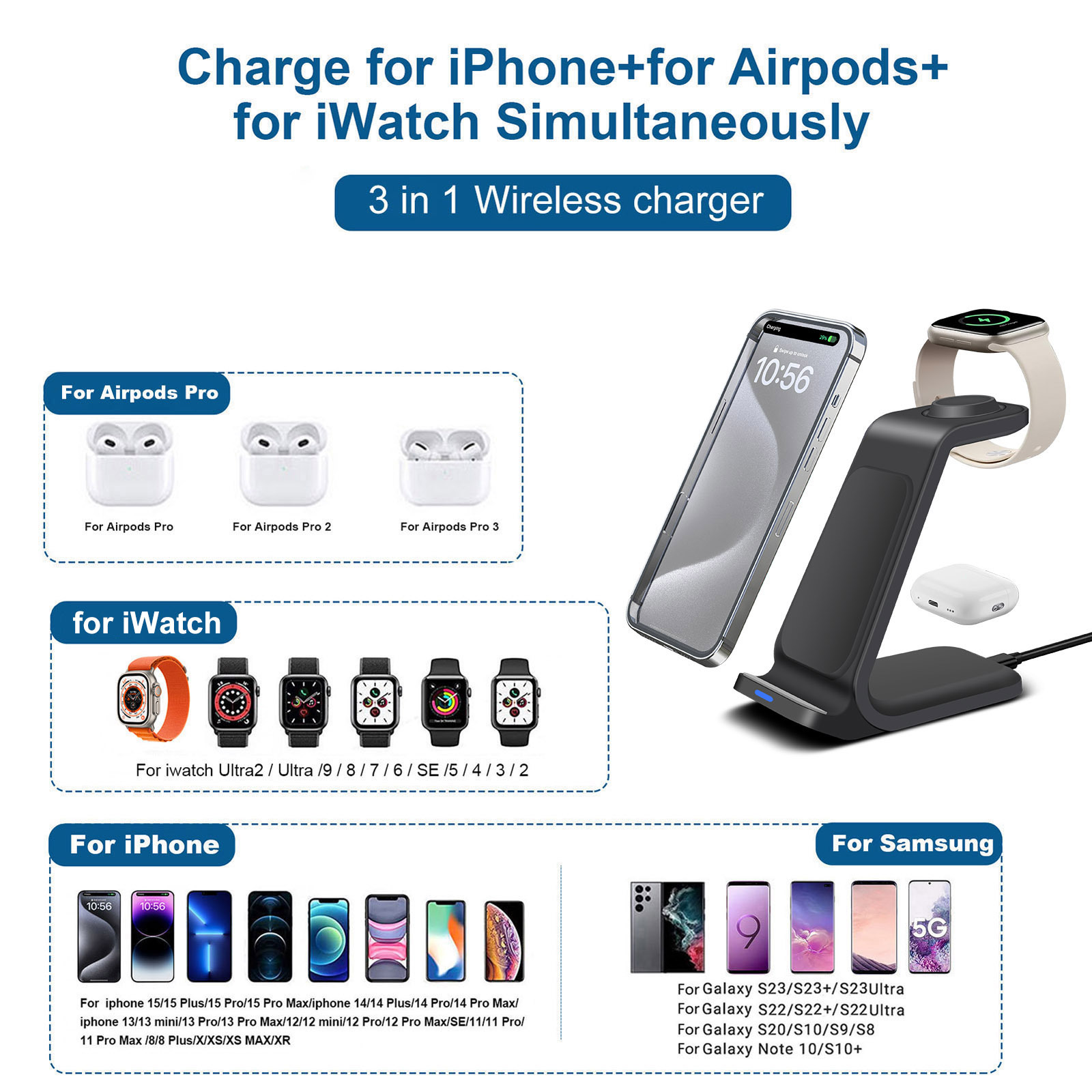 Station de recharge 3 en 1 pou - Smartwatch X avis et prix